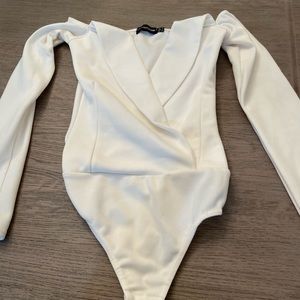Beautiful white off shoulder long sleeve bodysuit